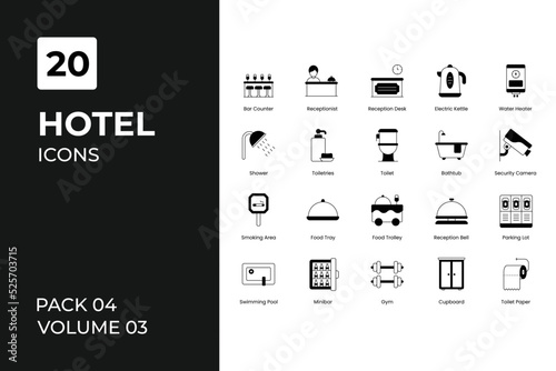 Hotel icons collection. Set contains such Icons as bar, bed, breakfast, more 