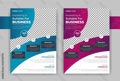 Corporate flyer template design, Flyer Template Geometric shape used for business poster layout, IT Company flyer, corporate banners, Editable Vector illustration. photo