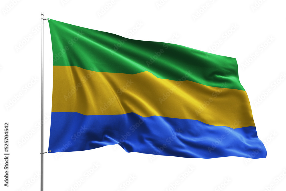 Obraz premium flag real realistic fabric flying wave shine country nation national pole hd transparent png GABON