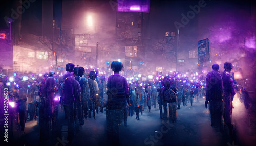 Smartphones and People in Purple Enviroment © Daniel