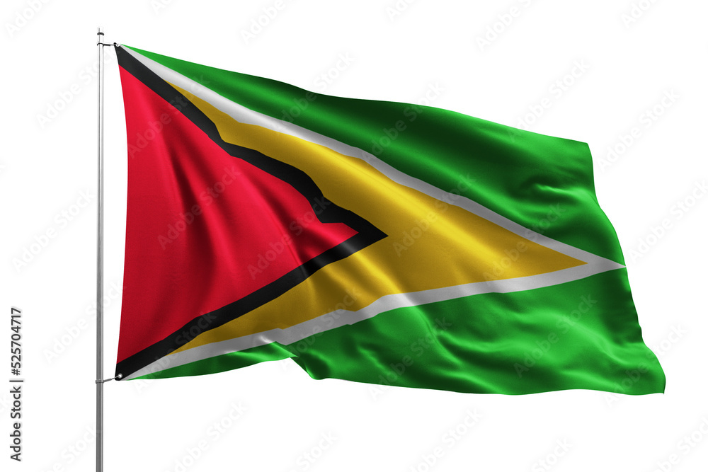 flag real realistic fabric flying wave shine country nation national pole hd transparent png guyana