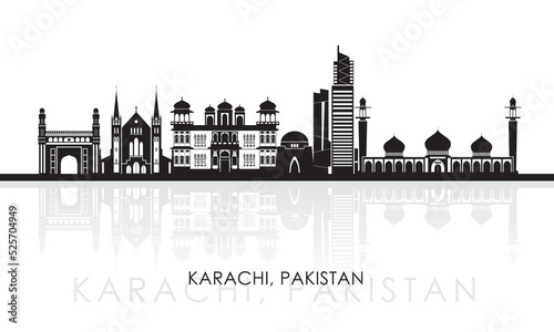 Silhouette Skyline panorama of city of Karachi  Pakistan - vector illustration