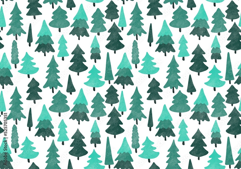 Winter forest seamless Christmas tree pattern for new year wrapping paper and kids clothes print and Noel Winter forest seamless Christmas tree pattern for new year wrapping paper and kids clothes print and Noel