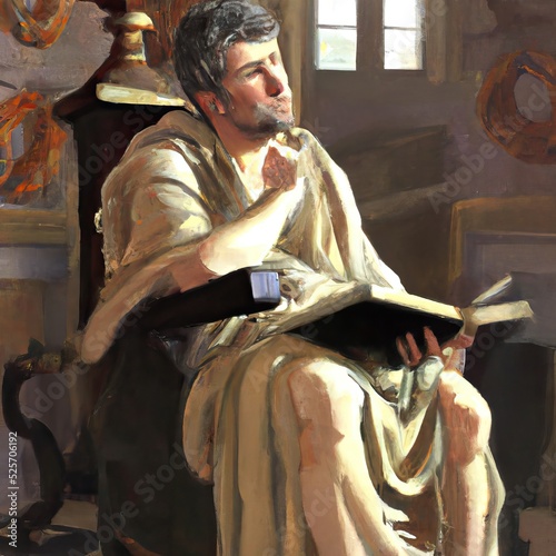 Fotografie Marcus Aurelius Creating Meditations - Roman emperor and stoic philosopher think