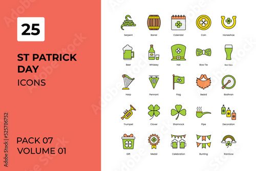 St Patrick Day icons collection. Set contains such Icons as alcohol, ale, badge, more 