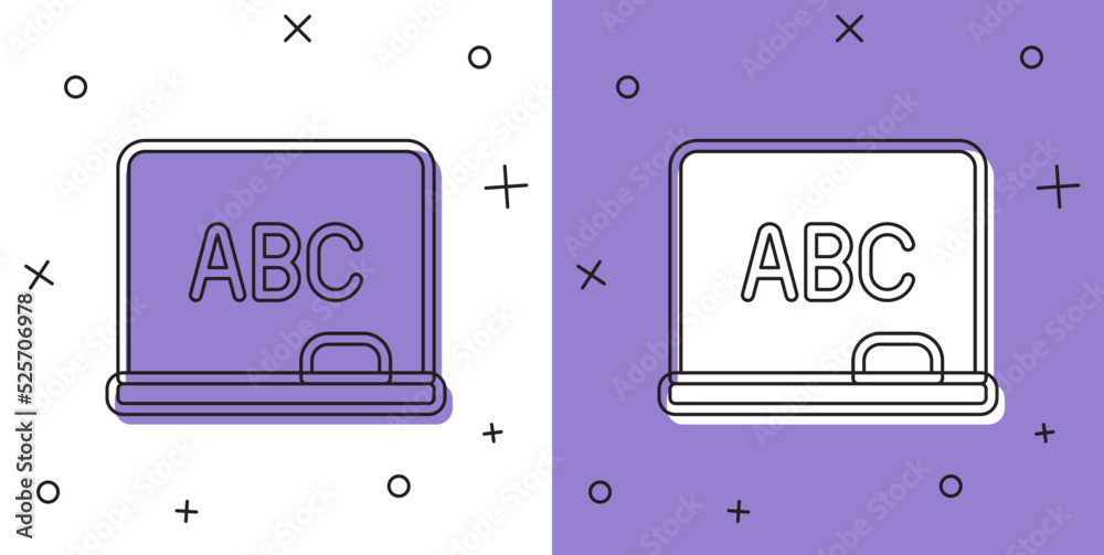 Set Chalkboard icon isolated on white and purple background. School Blackboard sign. Vector Set Chalkboard icon isolated on white and purple background. School Blackboard sign. Vector