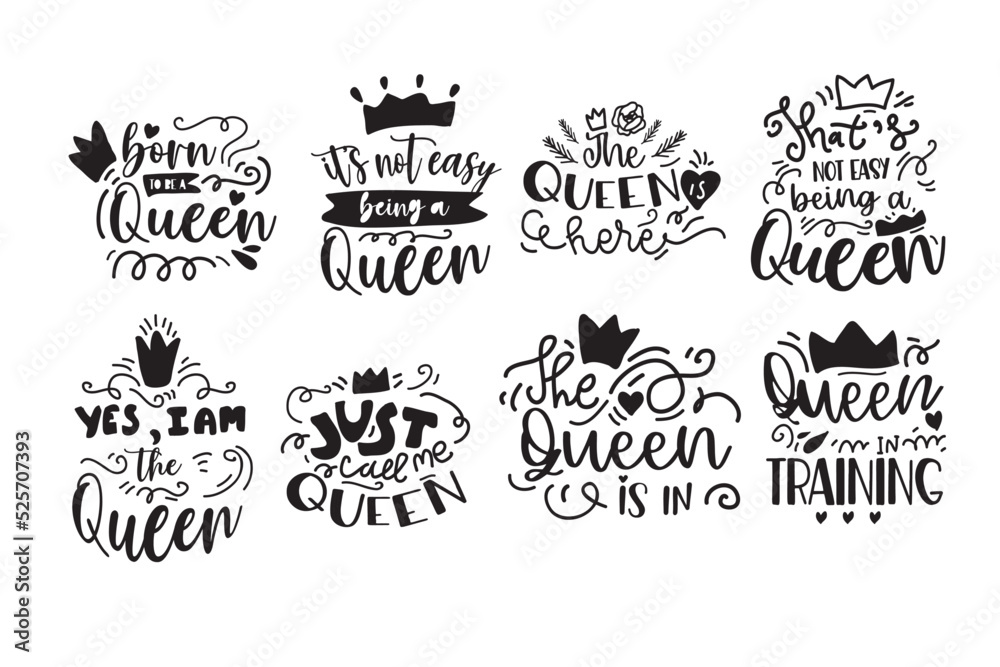 Fototapeta premium Princess and Queen Hand lettering illustration for your design