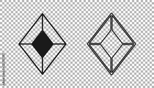 Black Gem stone icon isolated on transparent background. Jewelry symbol. Diamond. Vector
