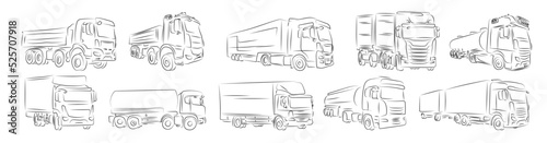 10 LKW Trucks | Lastkraftwagen Laster Lorry Zeichnung Lineart photo