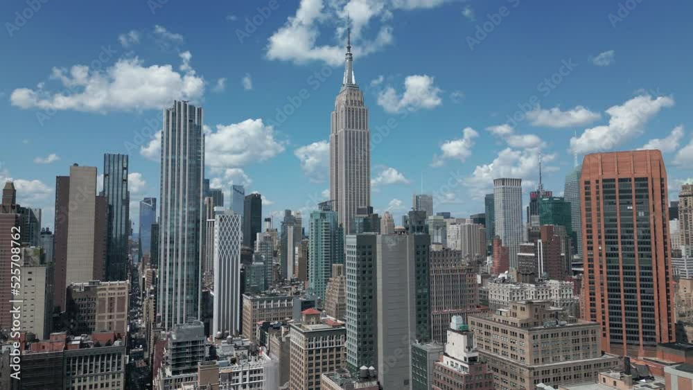 flying clockwise shot of midtown Manhattan skyline