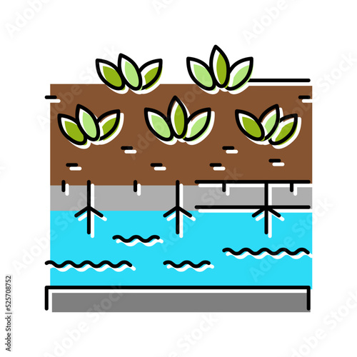 hydroponics water system irrigation color icon vector illustration