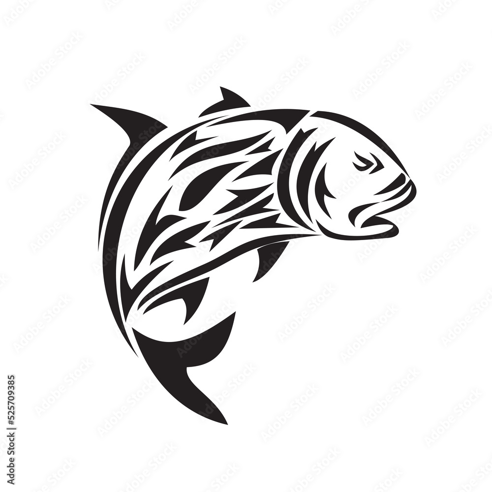 Fototapeta premium Giant Trevally Jumping Tribal Art