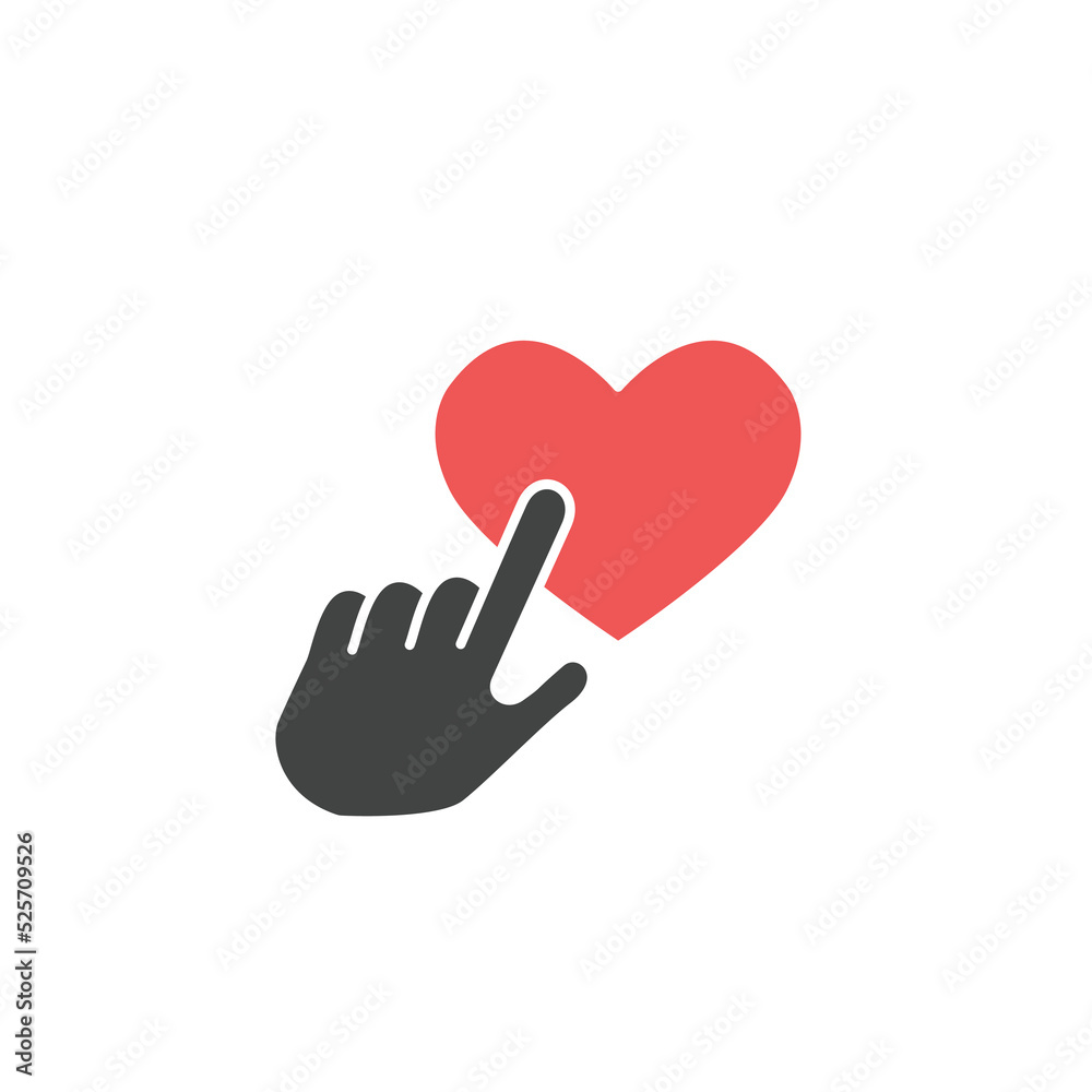 click finger on the heart icons symbol vector elements for infographic web click finger on the heart icons symbol vector elements for infographic web