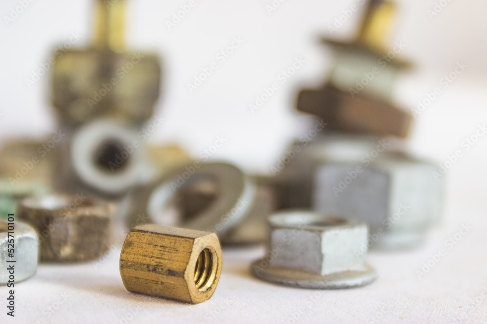 nuts and bolts in white background nuts and bolts in white background