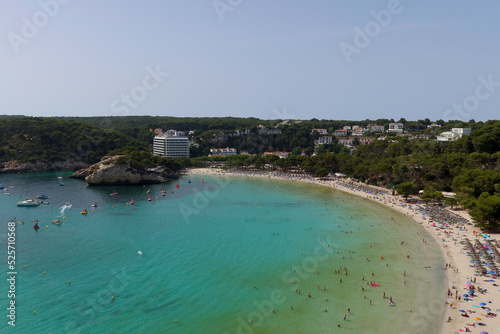 Cala Galdana (Galdana cove) is a coastal resort in Menorca, Spain. Cala Gandala bay and beach, aerial view
 photo