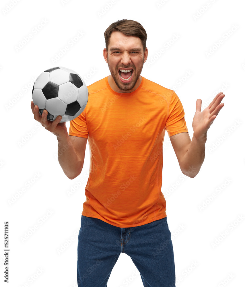 sport, leisure games and people concept - happy smiling man or football fan with soccer ball over white background sport, leisure games and people concept - happy smiling man or football fan with soccer ball over white background