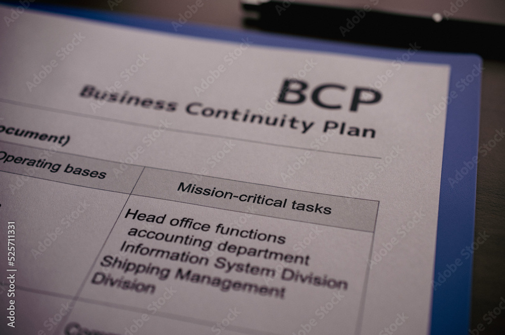 There is dummy documents that created for the photo shoot on the desk about Business Continuity Plan. There is dummy documents that created for the photo shoot on the desk about Business Continuity Plan.