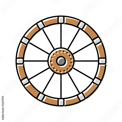 old wheel color icon vector illustration