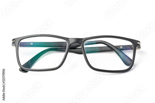 Glasses for vision in a black frame isolated on a white background