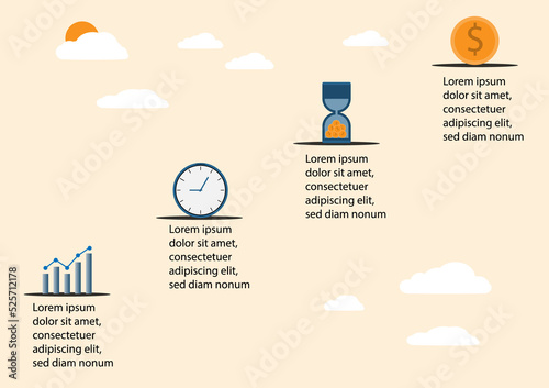 vector illustration infographic long term investment, time investing, success takes time, growth profit, step to investing, process investment, financial investing