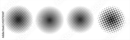 Set of black halftone dots backgrounds