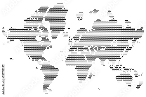 simple vector  map world from black square formation, Isolated on White