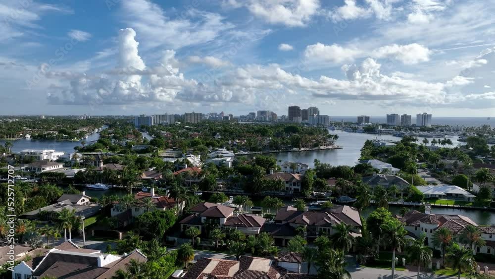 Aerial view over Fort Lauderdale Florida viewing the houses throughout the waterway. Aerial view over Fort Lauderdale Florida viewing the houses throughout the waterway.