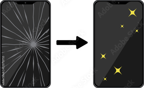 スマートフォンの修理ビフォーアフター　画面割れ