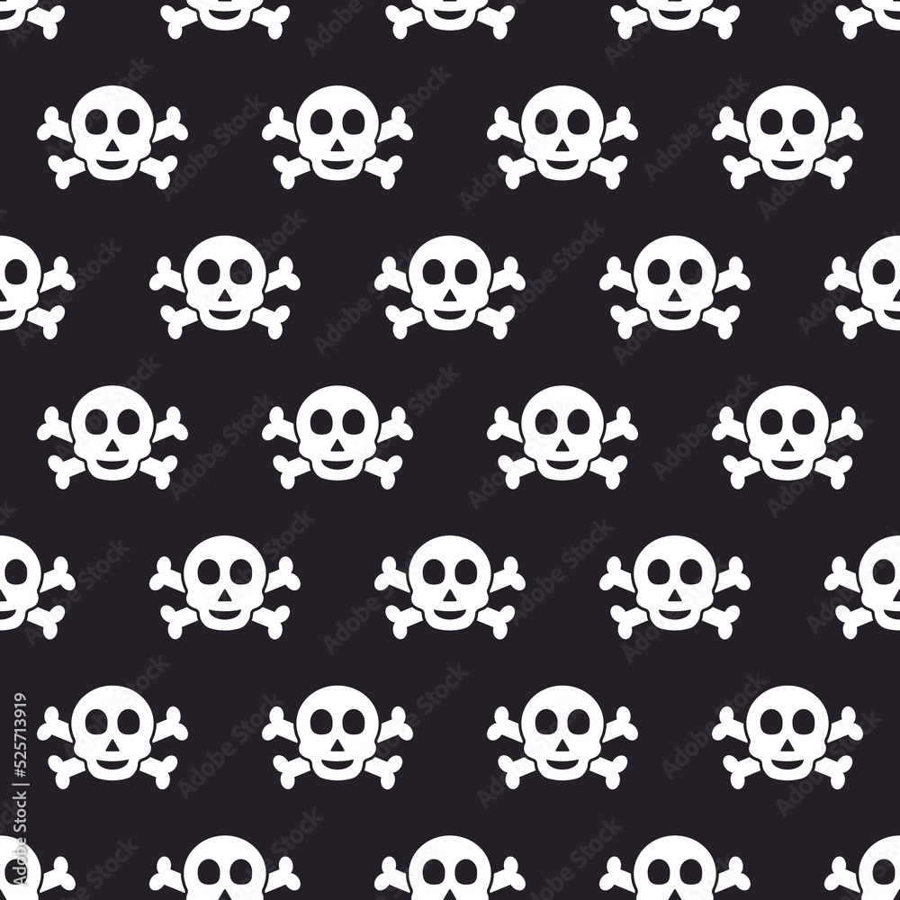 Skull and bones seamless pattern. Pirate, rocker, dangerous, poisonous background. Skull and bones seamless pattern. Pirate, rocker, dangerous, poisonous background.