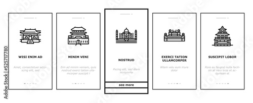 Asia Building And Land Scape onboarding icons set vector © vectorwin