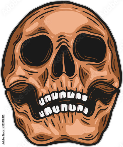 Dark Art Skull Head and Bones horror vintage illustration