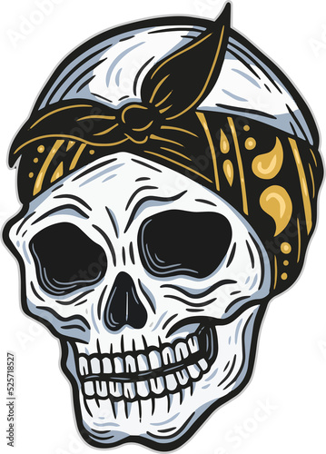 Dark Art Skull Head and Bones horror vintage illustration © morspective