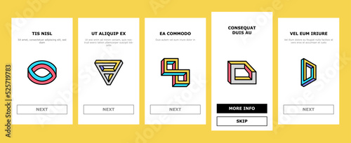 impossible geometric shape onboarding icons set vector