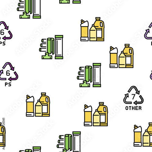 Plastic Waste Nature Environment vector seamless pattern