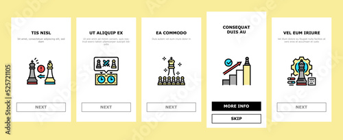Chess Smart Strategy Game Figure onboarding icons set vector