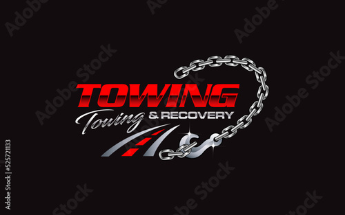 Illustration vector graphic of towing truck service logo design suitable for the automotive company photo