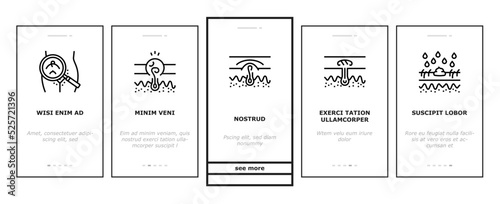 Ingrown Hair Problem Treatment onboarding icons set vector