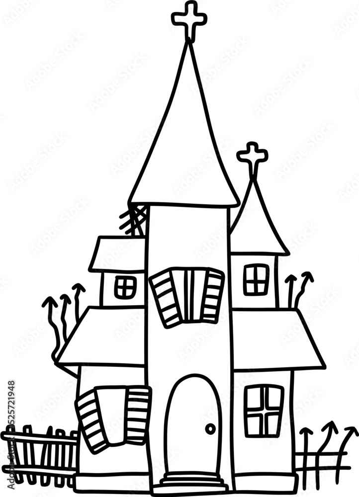 Haunted House. Halloween Castle illustration. Ghost House Halloween.