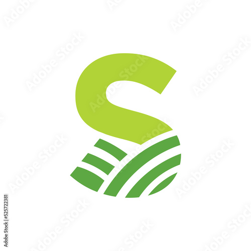 Letter S Agriculture Logo. Agro Farm Logo Based on Alphabet for Bakery, Bread, Cake, Cafe, Pastry, Home Industries Business Identity photo