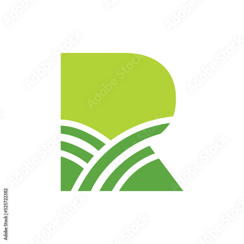Letter R Agriculture Logo. Agro Farm Logo Based on Alphabet for Bakery, Bread, Cake, Cafe, Pastry, Home Industries Business Identity
