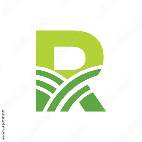 Letter R Agriculture Logo. Agro Farm Logo Based on Alphabet for Bakery, Bread, Cake, Cafe, Pastry, Home Industries Business Identity