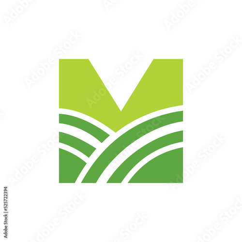 Letter M Agriculture Logo. Agro Farm Logo Based on Alphabet for Bakery, Bread, Cake, Cafe, Pastry, Home Industries Business Identity