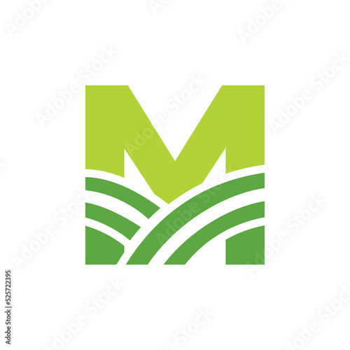 Letter M Agriculture Logo. Agro Farm Logo Based on Alphabet for Bakery, Bread, Cake, Cafe, Pastry, Home Industries Business Identity