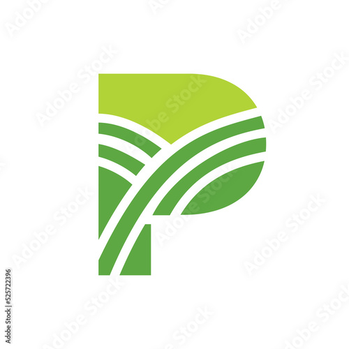 Letter P Agriculture Logo. Agro Farm Logo Based on Alphabet for Bakery, Bread, Cake, Cafe, Pastry, Home Industries Business Identity