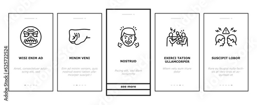 violence first aggressive hand onboarding icons set vector © vectorwin