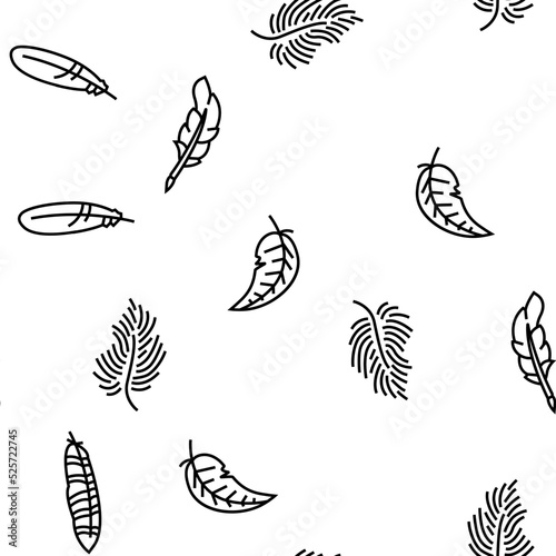feather bird soft quil fluffy vector seamless pattern