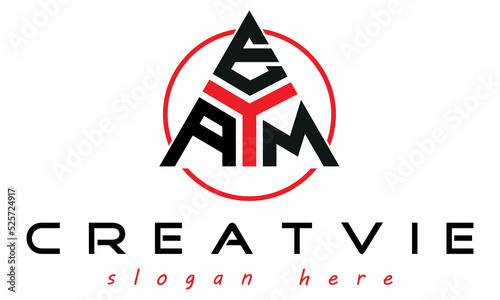 AEM three letter creative triangle shape in circle logo design vector template. typography logo | Letter mark logo | initial logo | wordmark logo | minimalist logo | gaming logo | emblem logo