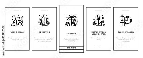 perfumery glass luxury cosmetic onboarding icons set vector
