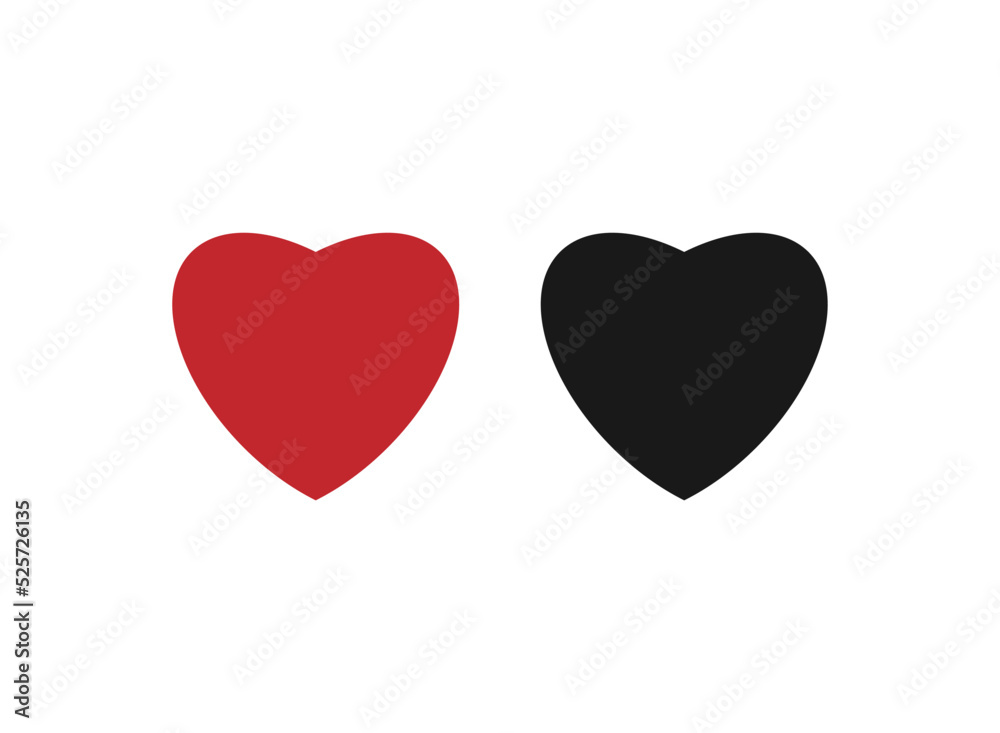 Heart symbol set. Simple heart shape vector illustration.