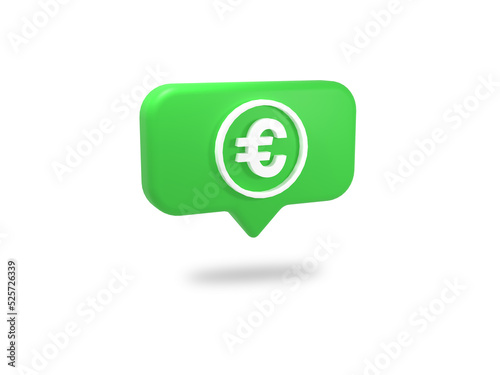 Speech bubble of euro sign. 3d rendering illustration.